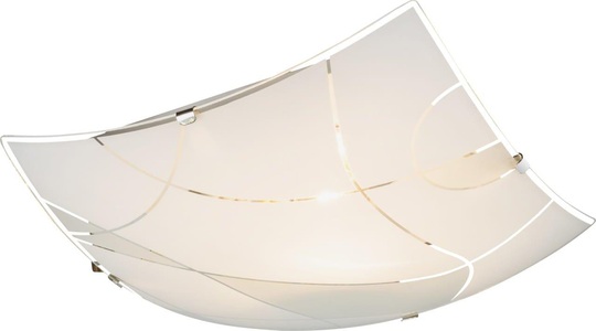 Globo, GLOBO PARANJA Deckenleuchte weiß chrom, Glas satiniert, Dekorlinien, LxBxH:250x250x60,, Deckenleuchte Paranja 25x25