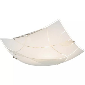 Globo, GLOBO PARANJA Deckenleuchte weiß chrom, Glas satiniert, Dekorlinien, LxBxH:250x250x60,, Deckenleuchte Paranja 25x25