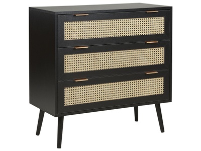 Beliani, Kommode Schrank Mit Schubladen Aus Mdf-platte Rustikal Opoco Unisex ONE SIZE, Beliani - Kommode mit 3 Schubladen aus MDF-Platte Rustikal OPOCO, One Size, Schwarz