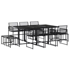 vidaXL, vidaXL 11-tlg. Garten-Essgruppe Schwarz Poly Rattan
