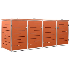vidaXL, vidaXL Mülltonnenbox für 4 Tonnen 276,5x77,5x115,5 cm Edelstahl, vidaXL Mülltonnenbox für 4 Tonnen 276,5x77,5x112,5 cm Edelstahl