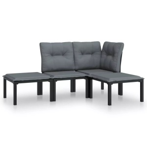 vidaXL, vidaXL 4-tlg. Garten-Lounge-Set Schwarz und Grau Poly Rattan
