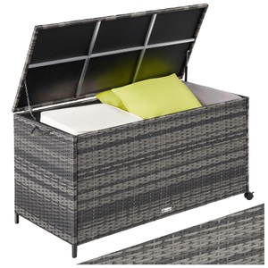 TecTake, Auflagenbox mit Aluminiumgestell und Rollen Auflagenbox mit Aluminiumgestell und Rollen, Tectake - Auflagenbox mit Aluminiumgestell und Rollen, 120cm, Grau