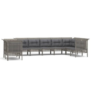 vidaXL, vidaXL 9-tlg. Garten-Lounge-Set mit Kissen Grau Poly Rattan