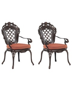 Beliani, Beliani LIZZANO Gartenstuhl-Set, Beliani - Set mit 2 Stühlen und Sitzkissen aus Aluminium Retro LIZZANO, One Size, Erdbraun