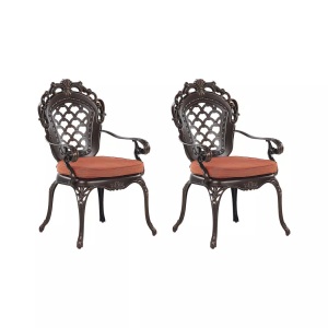 Beliani, Beliani LIZZANO Gartenstuhl-Set, Beliani - Set mit 2 Stühlen und Sitzkissen aus Aluminium Retro LIZZANO, One Size, Erdbraun