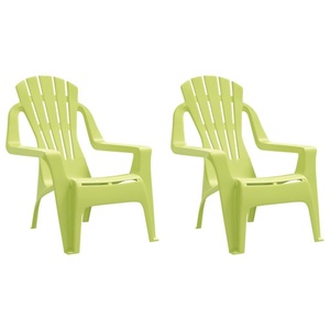 vidaXL, vidaXL Kinder-Gartenstühle 2 Stk. Grün 37x34x44 cm PP Holzoptik, vidaXL Kinder-Gartenstühle 2 Stk. Grün 37x34x44 cm PP Holzoptik