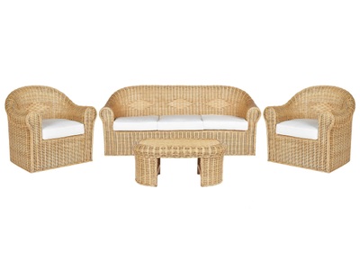 Lounge Set mit Tisch aus Rattan Boho LIVADEIA Lounge Set mit Tisch aus Rattan Boho LIVADEIA