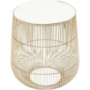 Kare Design, Beistelltisch Beam Weiss Marmor Messing Ø32cm, KARE Design - Beistelltisch Beam Weiss Marmor Messing Ø32cm, One Size