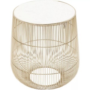 Kare Design, Beistelltisch Beam Weiss Marmor Messing Ø32cm, KARE Design - Beistelltisch Beam Weiss Marmor Messing Ø32cm, One Size