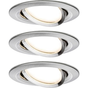 Paulmann, Paulmann 3er Slim Coin, schwenkbar, dimmbar, Eisen, Paulmann 93878 Coin Slim LED-Einbauleuchte 3er Set LED LED fest eingebaut 18 W Eisen (gebürstet)