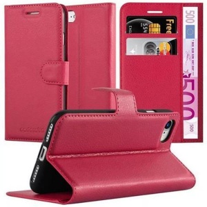 Cadorabo, Hülle für Apple iPhone 7 / 7S / 8 / SE 2020 Standfunktion, Kartenfach, Cadorabo - Hülle für Apple iPhone 7 / 7S 8 SE 2020 Standfunktion, Kartenfach, Rot