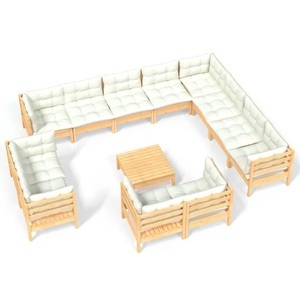 vidaXL, vidaXL 13-tlg. Garten-Lounge-Set mit Creme Kissen Massivholz Kiefer, 