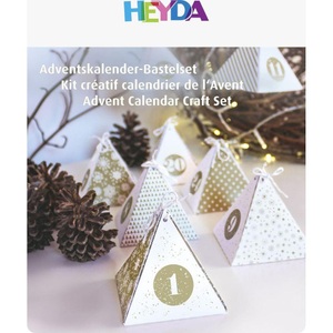 Heyda, Heyda Adventskalender Bastel Set 8 x 8 x 9 cm, Gold/Weiss, Heyda Adventskalender Bastel Set 8 x 8 x 9 cm, Gold/Weiss