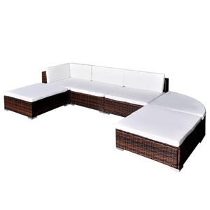 vidaXL, vidaXL 6-tlg. Garten-Lounge-Set mit Kissen Poly Rattan Braun