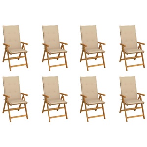 vidaXL, vidaXL Klappbare Gartenstühle mit Kissen 8 Stk. Massivholz Akazie, vidaXL Klappbare Gartenstühle mit Kissen 8 Stk. Massivholz Akazie