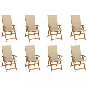 vidaXL, vidaXL Klappbare Gartenstühle mit Kissen 8 Stk. Massivholz Akazie, vidaXL Klappbare Gartenstühle mit Kissen 8 Stk. Massivholz Akazie