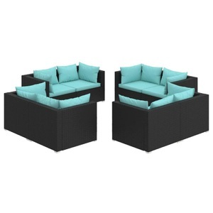 vidaXL, vidaXL 8-tlg. Garten-Lounge-Set mit Kissen Poly Rattan Schwarz, vidaXL 8-tlg. Garten-Lounge-Set mit Kissen Poly Rattan Schwarz