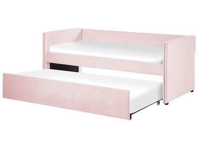 Beliani, Bett mit Lattenrost aus Samtstoff Glamourös TROYES Bett mit Lattenrost aus Samtstoff Glamourös TROYES