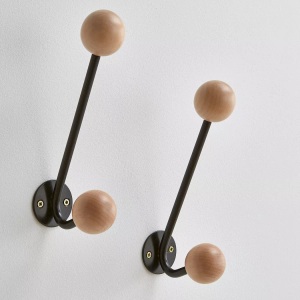 LA REDOUTE INTERIEURS, 2er-Set Wandgarderoben ''Agama'', 2 Haken, La Redoute Intérieurs - 2er-Set Doppel-Wandhaken Agama, One Size, Schwarz