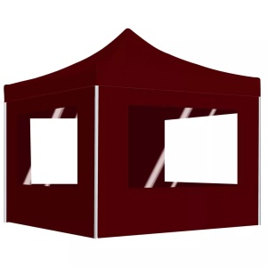 vidaXL, vidaXL Profi-Partyzelt Faltbar mit Wänden Aluminium 2×2m Bordeauxrot