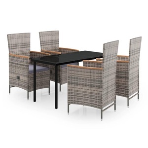 vidaXL, vidaXL 5-tlg. Garten-Essgruppe mit Kissen Grau, 