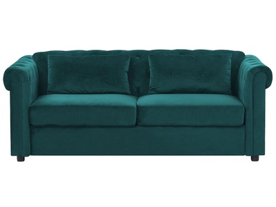 Beliani, Schlafcouch aus Samtstoff Klassisch CHESTERFIELD Schlafcouch aus Samtstoff Klassisch CHESTERFIELD, Beliani - Schlafsofa aus Samtstoff Glamourös CHESTERFIELD, One Size, Ozeangrün