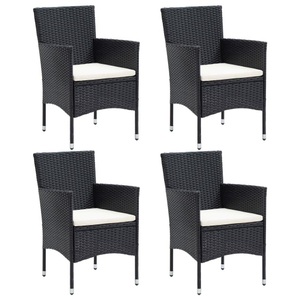 vidaXL, vidaXL Garten-Essstühle 4 Stk. Poly Rattan Schwarz, vidaXL Garten-Essstühle 4 Stk. Poly Rattan Schwarz