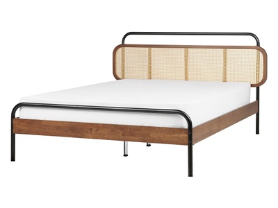 Beliani, Bett mit Lattenrost aus Gummibaumholz Retro BOUSSICOURT Bett mit Lattenrost aus Gummibaumholz Retro BOUSSICOURT