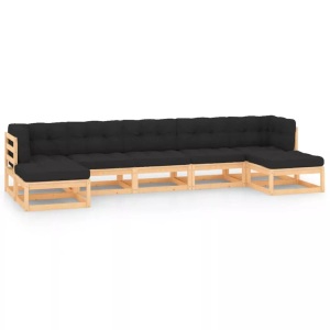 vidaXL, vidaXL 5-tlg. Garten-Lounge-Set mit Anthrazit Kissen Kiefernholz, vidaXL 7-tlg. Garten-Lounge-Set mit Kissen Massivholz Kiefer