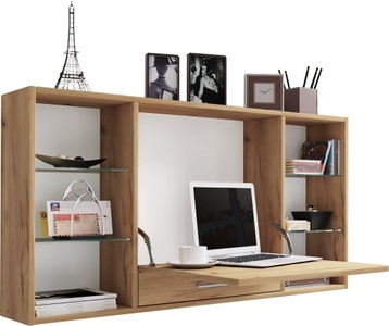 MID.YOU, MID.YOU Laptoptisch in eichefarben, honig , Teala , Holzwerkstoff , 1 Schubladen , 115x60x20 cm , melaminharzbeschichtet,Nachbildung , klappbar , 000657019002, VCM - Holz Hänge Schreibtisch Wandschreibtisch Computertisch Schublade Teala, One Size, Beige