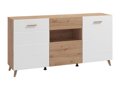 Sideboard Mit 3 Türen, 1 Schublade & 1 Regalfach - Mdf- Holzfarben Hell & Weiß - Ezgi Unisex Beige ONE SIZE