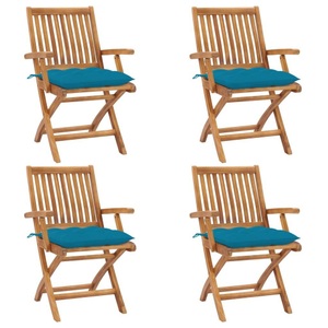 vidaXL, vidaXL Klappbare Gartenstühle mit Kissen 4 Stk. Massivholz Teak