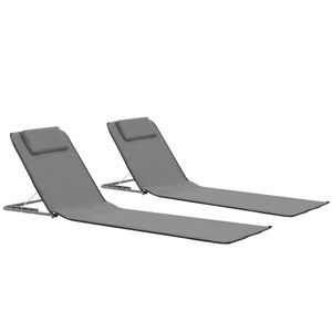 Diverse Hardware, Klappbare Strandmatte 2 Stk. Stahl und Stoff Grau