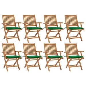 vidaXL, vidaXL Klappbare Gartenstühle mit Kissen 8 Stk. Massivholz Teak