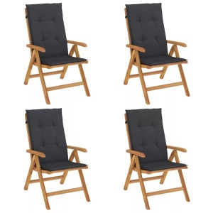vidaXL, vidaXL Gartenstühle mit Kissen 4 Stk. Massivholz Teak, vidaXL Gartenstühle mit Kissen 4 Stk. Massivholz Teak