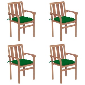 vidaXL, vidaXL Stapelbare Gartenstühle mit Kissen 4 Stk. Massivholz Teak, vidaXL Stapelbare Gartenstühle mit Kissen 4 Stk. Massivholz Teak