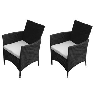 vidaXL, vidaXL Gartenstühle 2 Stk. Poly Rattan Schwarz, vidaXL Gartenstühle 2 Stk. Poly Rattan Schwarz