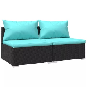 vidaXL, vidaXL 2-tlg. Garten-Lounge-Set mit Kissen Poly Rattan Schwarz
