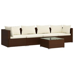 vidaXL, vidaXL 5-tlg. Garten-Lounge-Set mit Kissen Poly Rattan Braun