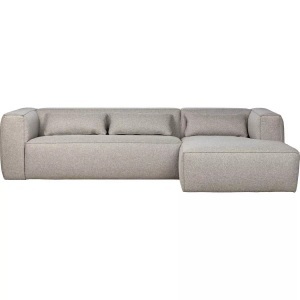 mutoni casual, Ecksofa mit Longchair Bean rechts Light Grey mit Kissen, Ecksofa Bean rechts inkl. Kissen hellgrau 305x175
