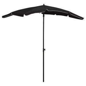 vidaXL, vidaXL Sonnenschirm mit Mast 200x130 cm Schwarz, vidaXL Sonnenschirm mit Mast 200x130 cm Schwarz