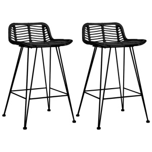 vidaXL, vidaXL Barhocker 2 Stk. Schwarz Rattan, vidaXL Barhocker 2 Stk. Schwarz Rattan