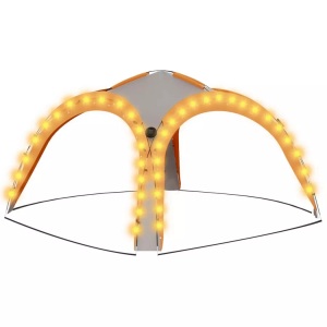 vidaXL, vidaXL Partyzelt mit LED und 4 Seitenwänden 3,6x3,6x2,3 m Grau Orange, vidaXL Partyzelt mit LED und 4 Seitenwänden 3,6x3,6x2,3 m Grau&Orange