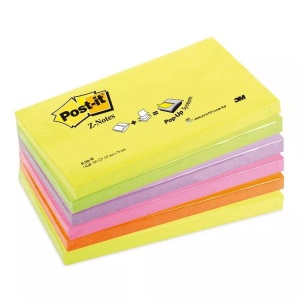 3m, 3M - Post-it® Z-Notes R350NR, 3M Post-it Z-Notes neon, 76mm x 127mm, rainbow, R-350NRB, (100 Blatt)