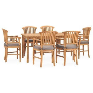 vidaXL, vidaXL 7-tlg. Garten-Essgruppe mit Kissen Massivholz Teak, 