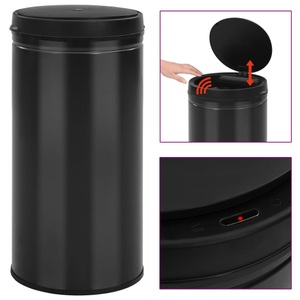 vidaXL, vidaXL Automatischer Sensor-Mülleimer 70 L Kohlenstoffstahl Schwarz, vidaXL Automatischer Sensor-Mülleimer 70 L Kohlenstoffstahl Schwarz