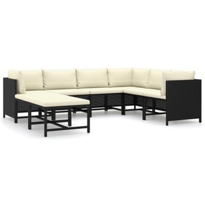 vidaXL, vidaXL 8-tlg. Garten-Lounge-Set mit Kissen Poly Rattan Schwarz