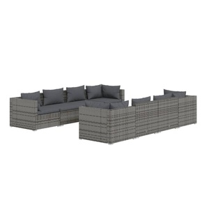 vidaXL, vidaXL 9-tlg. Garten-Lounge-Set mit Auflagen Poly Rattan Grau
