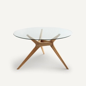 AM.PM, Runder Esstisch Maricielo, Glas/Eiche, AM.PM - Runder Tisch Glas/Eiche Maricielo, 5P, Braun